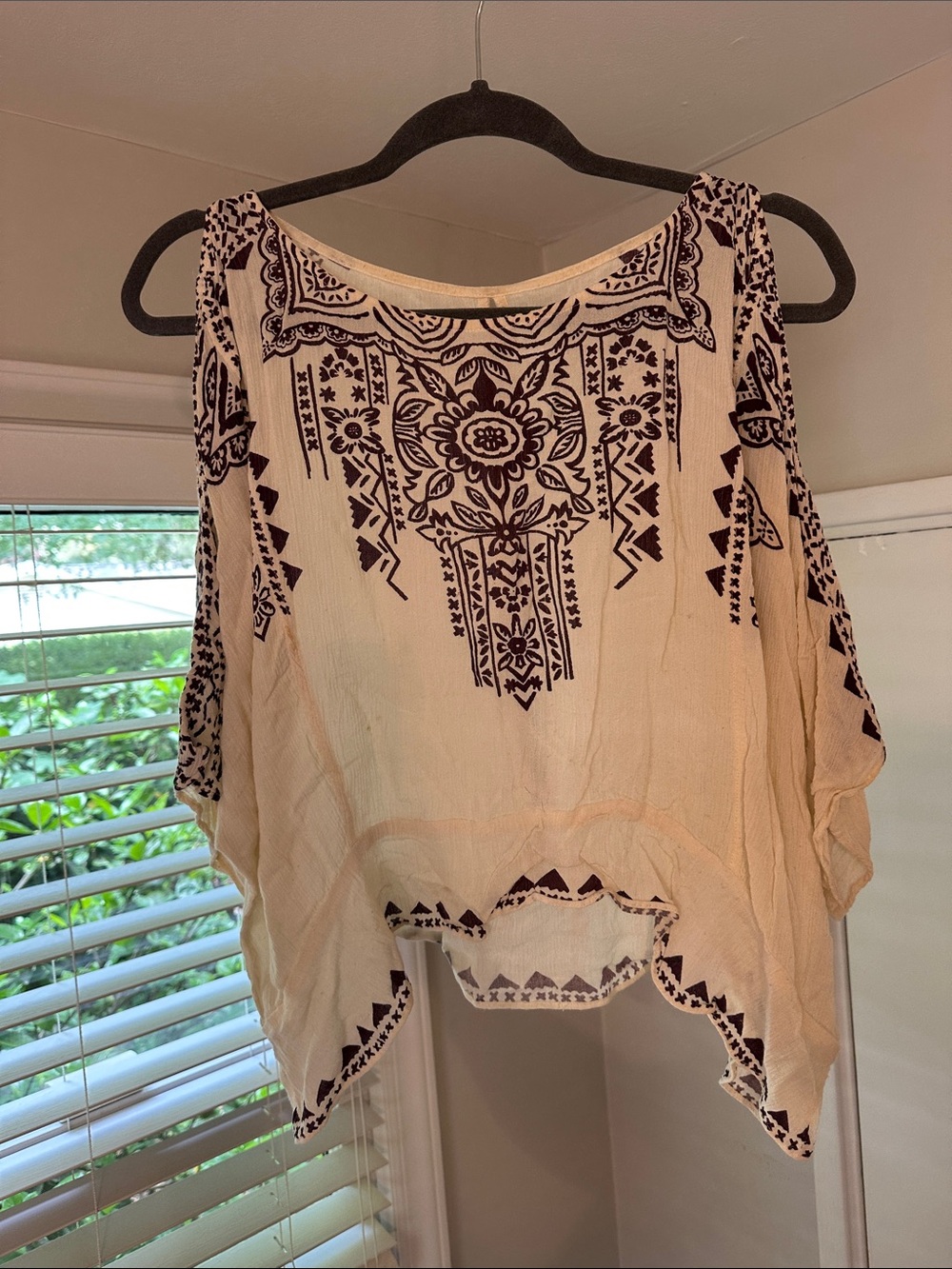 Ecote Cream Tunic with Purple Pattern